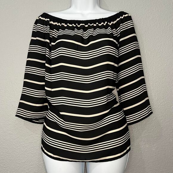 Black and white striped blouse - Picture 1 of 5